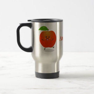 Cute dancing apple cartoon illustration travel mug