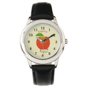 Cute dancing apple cartoon illustration watch