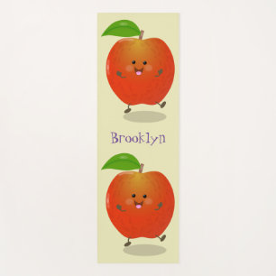 Cute dancing apple cartoon illustration yoga mat