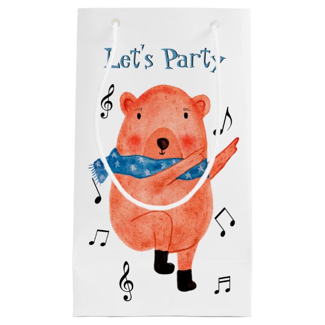 Cute Dancing Bear Let's Party Gift Bag (Front)