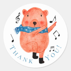 Cute Dancing Bear Thank You Sticker