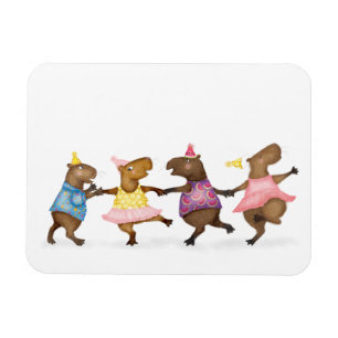 Cute dancing capybaras celebration magnet