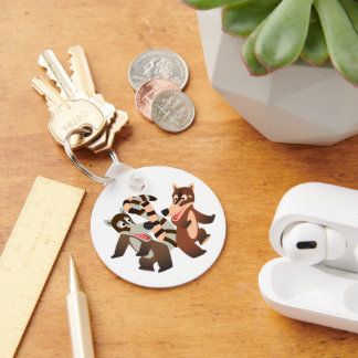 Cute Dancing Cartoon Coatimundis Key Ring