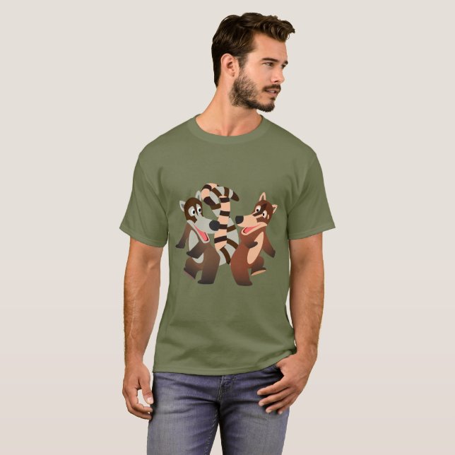 Cute Dancing Cartoon Coatimundis T-Shirt (Front Full)