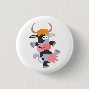 Cute Dancing Cartoon Cow Button Badge