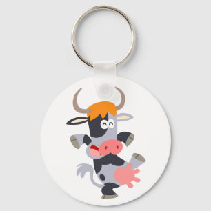 Cute Dancing Cartoon Cow Keychain