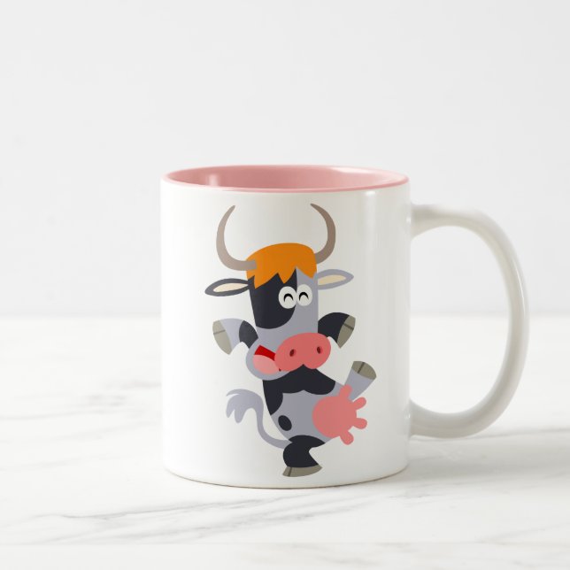 Cute Dancing Cartoon Cow  Mug (Right)
