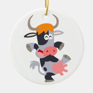 Cute Dancing Cartoon Cow  Ornament