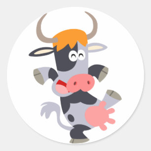 Cute Dancing Cartoon Cow  Sticker