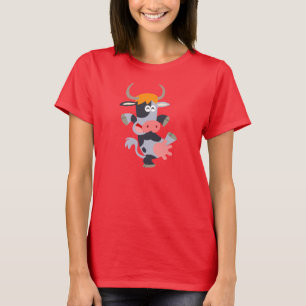 Cute Dancing Cartoon Cow  Women T-Shirt