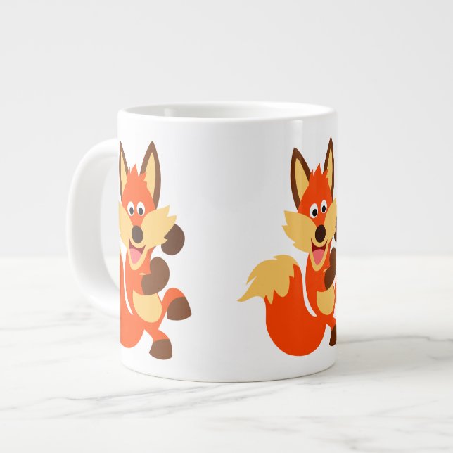 Cute Dancing Cartoon Fox Jumbo Mug (Front Left)