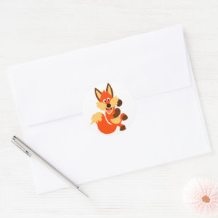 Cute Dancing Cartoon Fox Sticker