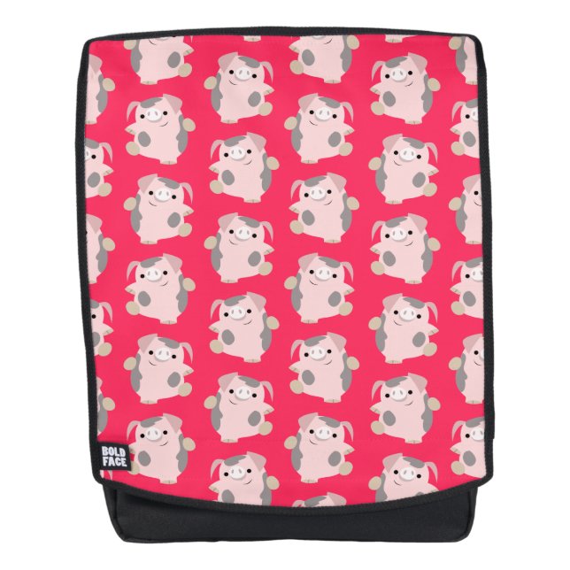 Cute Dancing Cartoon Pig Pattern Backpack (Front)