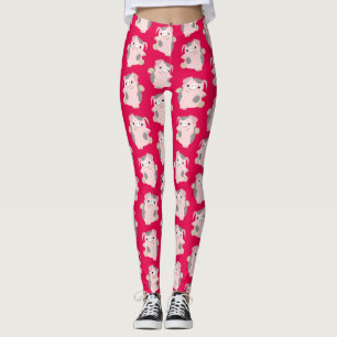 Cute Dancing Cartoon Pig Pattern Leggings