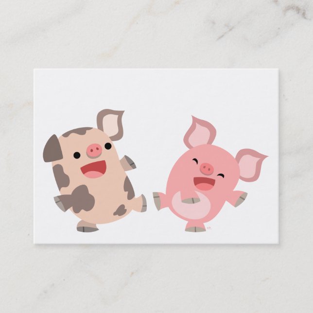 Cute Dancing Cartoon Pigs ACEO/Business Card (Front)