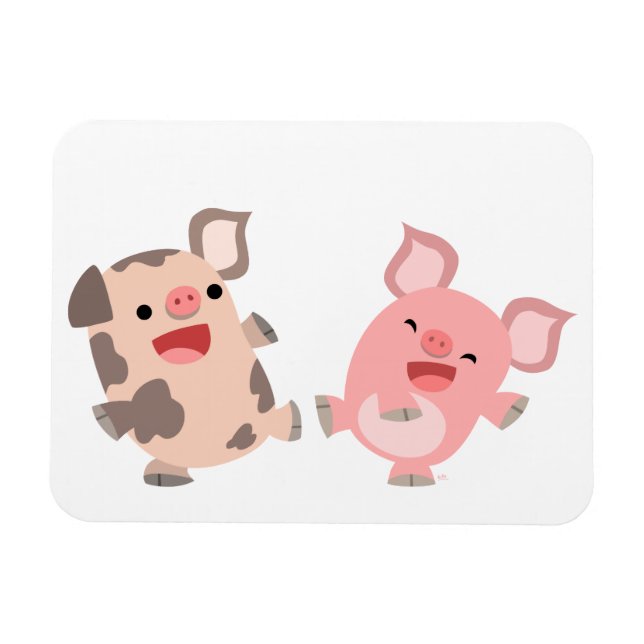 Cute Dancing Cartoon Pigs Flexible Magnet (Horizontal)