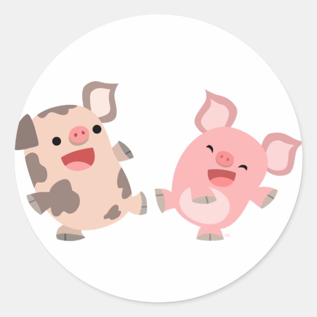 Cute Dancing Cartoon Pigs Sticker (Front)