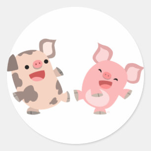 Cute Dancing Cartoon Pigs Sticker