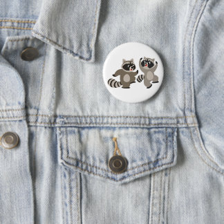 Cute Dancing Cartoon Raccoons 6 Cm Round Badge