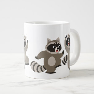 Cute Dancing Cartoon Raccoons Large Coffee Mug