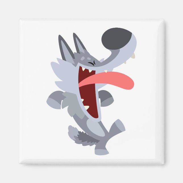 Cute Dancing Cartoon Wolf Magnet (Front)