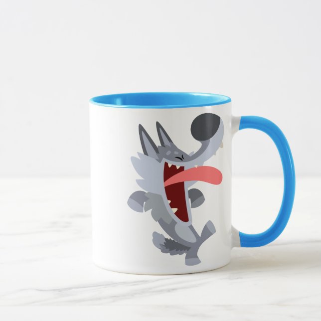 Cute Dancing Cartoon Wolf Mug (Right)