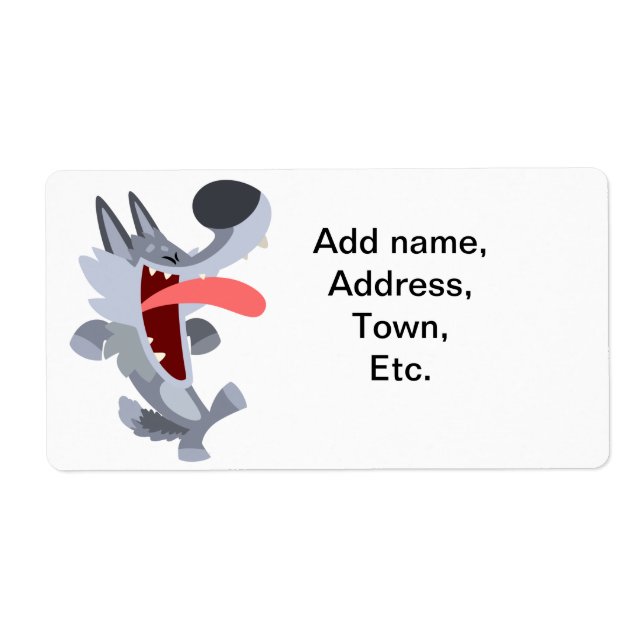 Cute Dancing Cartoon Wolf Shipping Label (Front)