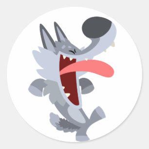 Cute Dancing Cartoon Wolf Sticker