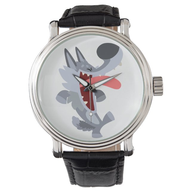 Cute Dancing Cartoon Wolf Watch (Front)