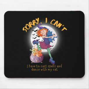 Cute Dancing Cat Witch Costume Halloween Mouse Mat