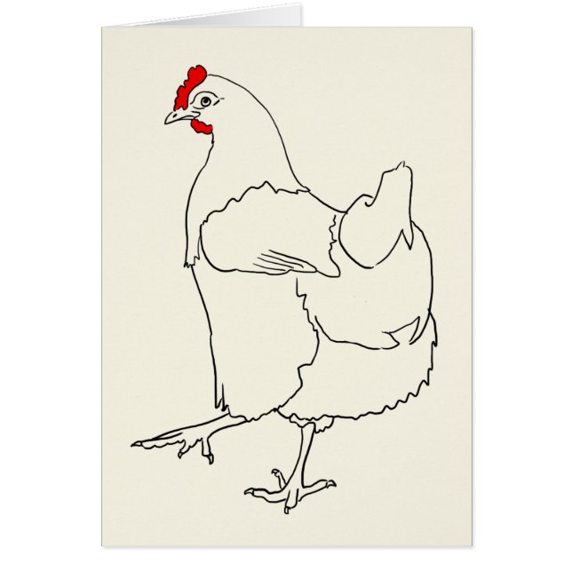 Cute Dancing Chicken Funny Line Drawing Animal Art (Front)