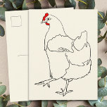 Cute Dancing Chicken Funny Line Drawing Animal Art Postcard<br><div class="desc">Quirky dancing chicken black line drawing with red detailing. A stylish minimalist art design for the chicken lovers in your life. This postcard design is fully customisable, you can change the background colour, add a slogan or a friends name to create a truly personalised art postcard you won't find on...</div>