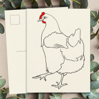 Cute Dancing Chicken Funny Line Drawing Animal Art