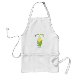 Cute dancing corn cob cartoon illustration standard apron