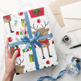 Cute Dancing Deer Christmas Gift Wrapping Paper