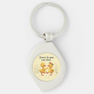 Cute Dancing Ducklings with Floral Spring Vibes Key Ring