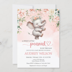 Cute Dancing Elephant Baby Shower Is on the Way Invitation