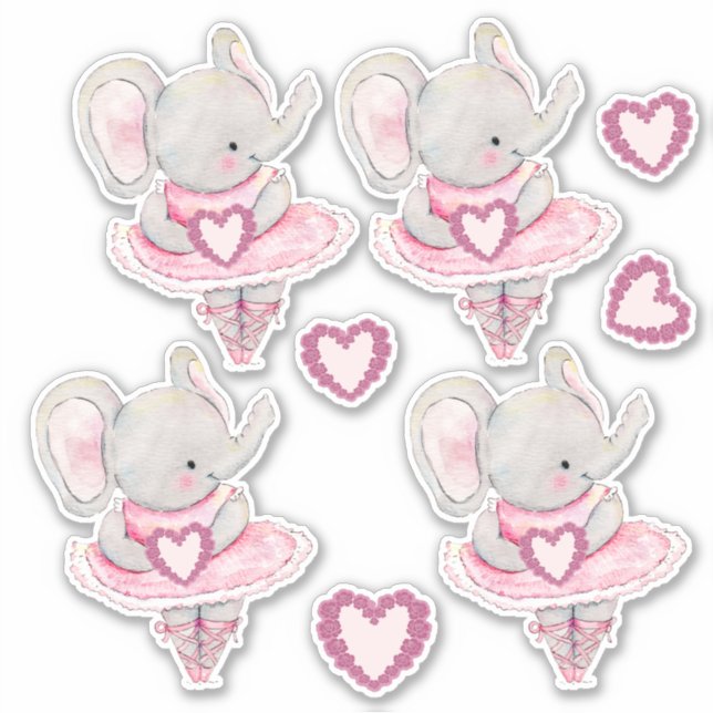 Cute Dancing Elephant Valentine Hearts (Front)