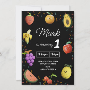 Cute Dancing Fruit Birthday Invitation