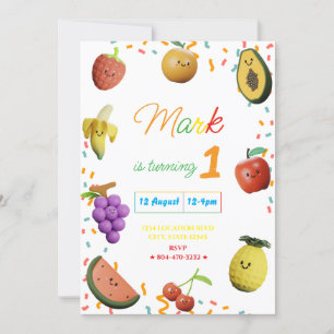 Cute Dancing Fruit Birthday Party Invitation