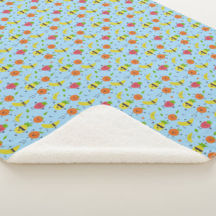 Cute Dancing Fruit Pattern Fun Kids Baby Sherpa Blanket