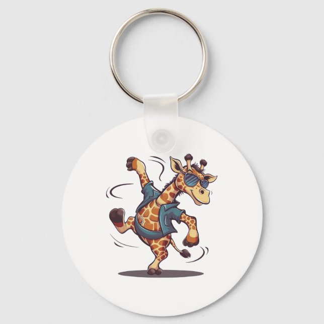Cute Dancing Giraffe Sungles Giraffe Lover Boys Gi Key Ring (Front)