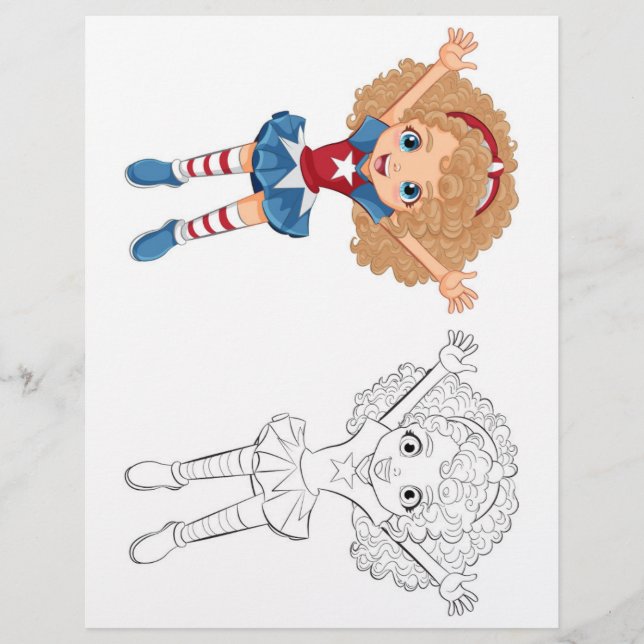 Cute dancing girl colouring page (Front)