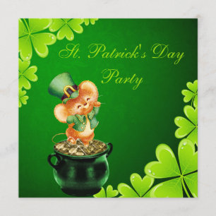 Cute Dancing Mouse St. Patrick's Day Party Invitation