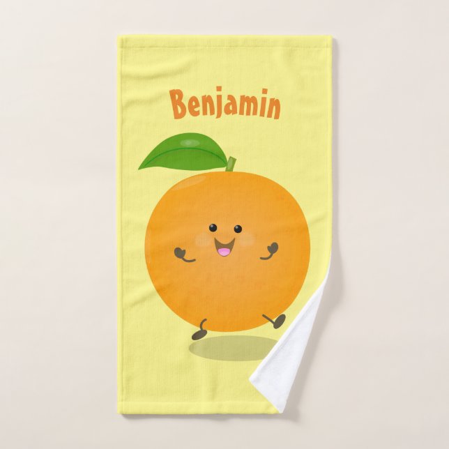 Cute dancing orange citrus fruit bath towel set (Hand Towel)