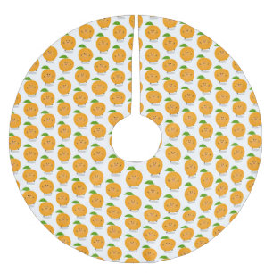 Cute dancing orange citrus fruit brushed polyester tree skirt