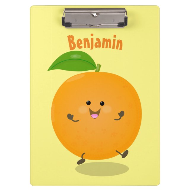 Cute dancing orange citrus fruit clipboard (Front)
