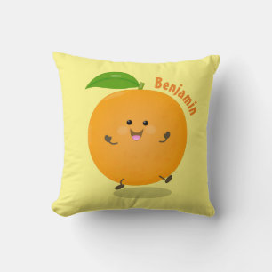 Cute dancing orange citrus fruit cushion