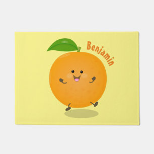 Cute dancing orange citrus fruit doormat