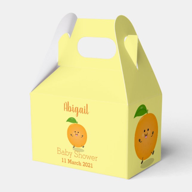 Cute dancing orange citrus fruit favour box (Front Side)